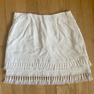 Lulus White Sekera Ivory Tassel Mini Skirt XS
